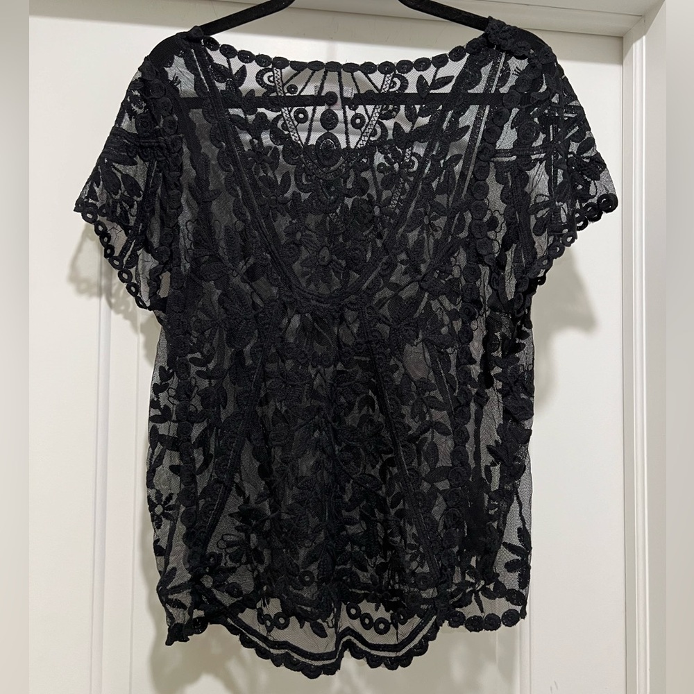 Xhilaration Sheer Lace Top - XXL - Picture 3 of 4